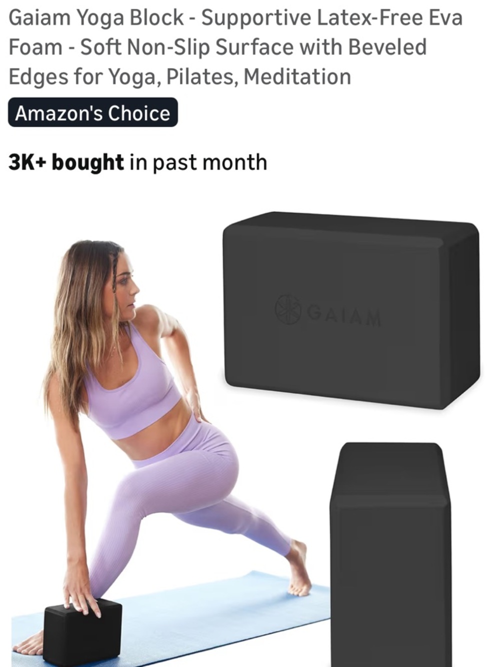 GAIAM Black Yoga Block with Instruction Sleeve